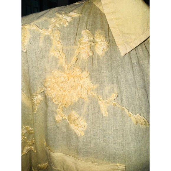 Kyla Seo Butter Yellow Embroidered Handmade 100% Cotton L/S S Button Down Shirt - Picture 10 of 10
